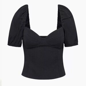 Wilfred Aritzia Novella Puff Sleeve Blouse in Black, Size Small